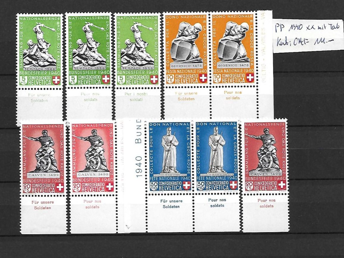 Alle Briefmarken: PP 1940 ** mit Tab Kat: CHF 111.- – Neu (gemäss Beschreibung) aus Basel von Ilp