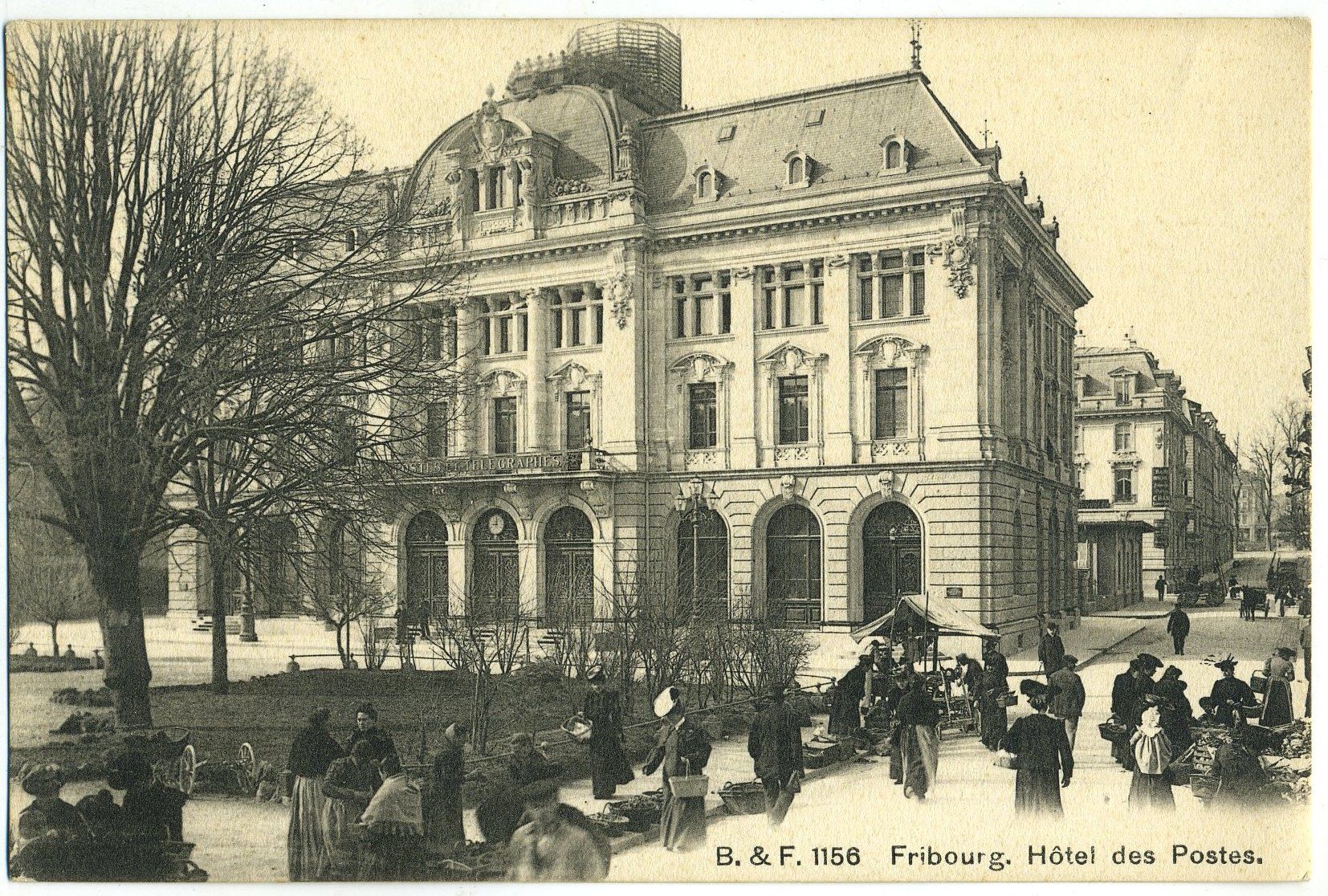 Ansichtskarten: Fribourg Hôtel des Postes – Gebraucht aus Versoix von HELVETICA_1