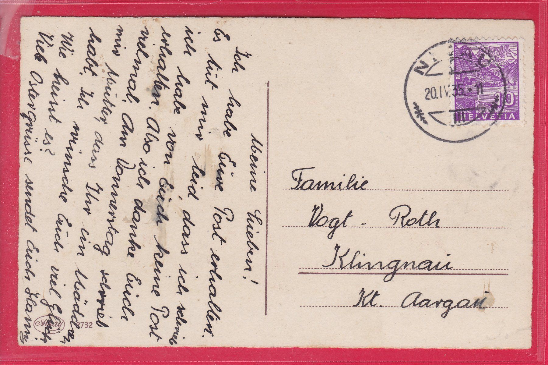 Cartoline postali: DIE BESTEN OSTERWÜNSCHE, 20.4.1935 – Usato da Oberrieden venduto da Gebirgsstelze 1