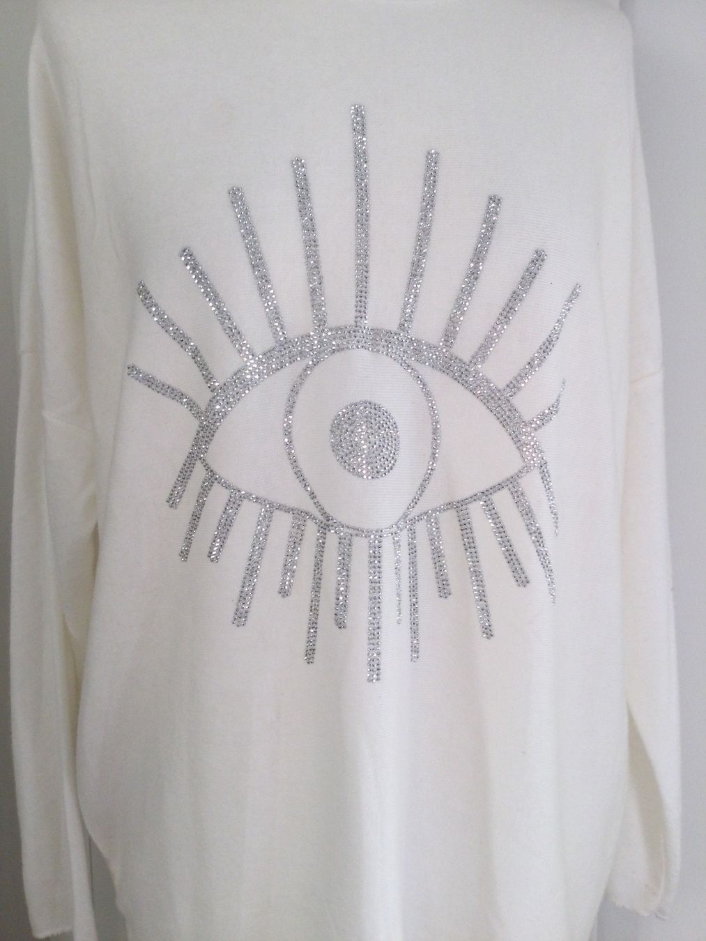 Maglioni & Felpe: Pull blanc avec motif œil en strass TODAY, taille S/M, NEUF – Nuovo e nell'imballaggio originale da Agiez venduto da chouchanelle 1