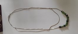 Silber Kette mit Glas Perlen