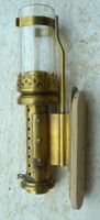 Antike Eisenbahn Wandlampe aus Messing, Glas