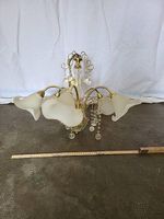 [Brocante] Lustre doré avec déco en verre