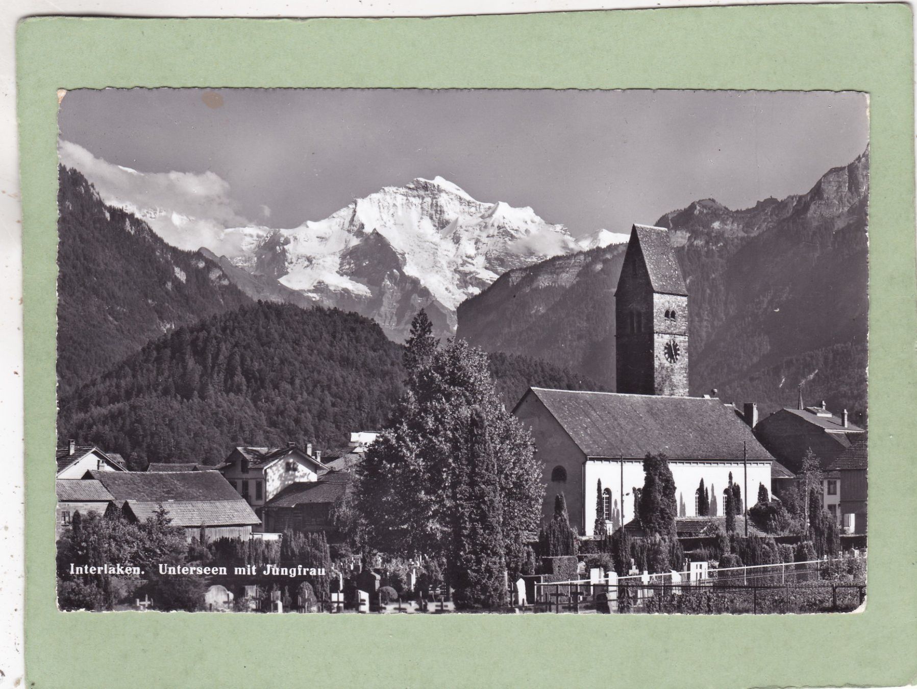 Cartoline postali: Interlaken Unterseen mit Jungfrau 1957 – Usato da Herisau venduto da Lisegrat2008