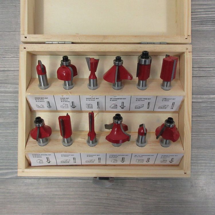 8 mm Schaft 12-teilig HM-Fräsersatz für Oberfräsen