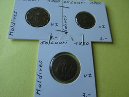 Malediven 1960   3  alte Münzen