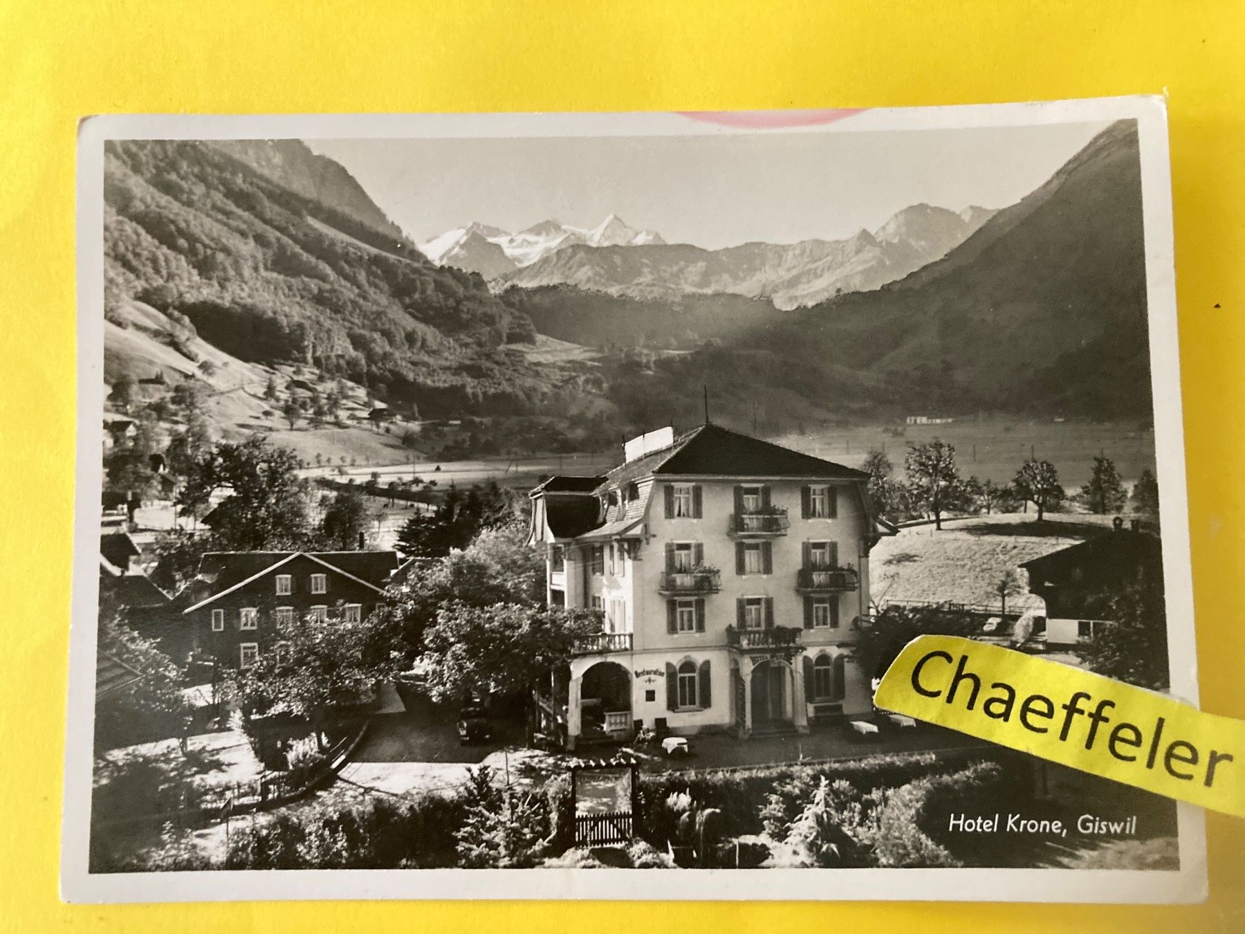 Cartoline postali: Hotel Krone, Giswil, Brünigpass – Difettoso da Zürich venduto da Chaeffeler