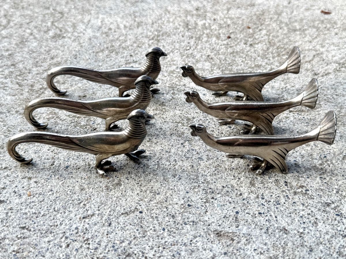 6 Messerbänke versilbert WMF 3x Pfau 3x Hahn Vintage (D'occasion) à ...