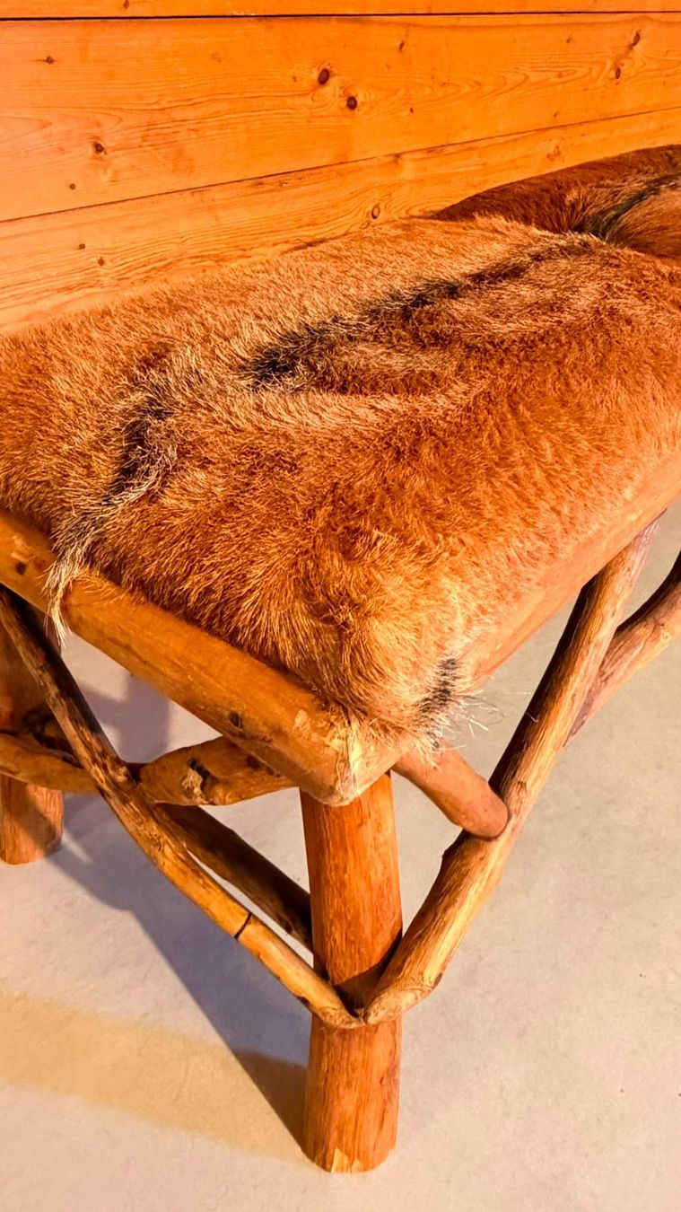 Bänke: Rustikale Holzbank mit Echtfell im Chalet-Stil – Gebraucht aus Rickenbach ZH von Der-Insider 1