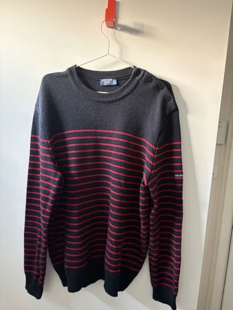 Saint James Pullover gestreift dunkelblau-rot - wie neu