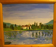 Idyllisches Landschaftsbild, Bibermühle, handgemalt!