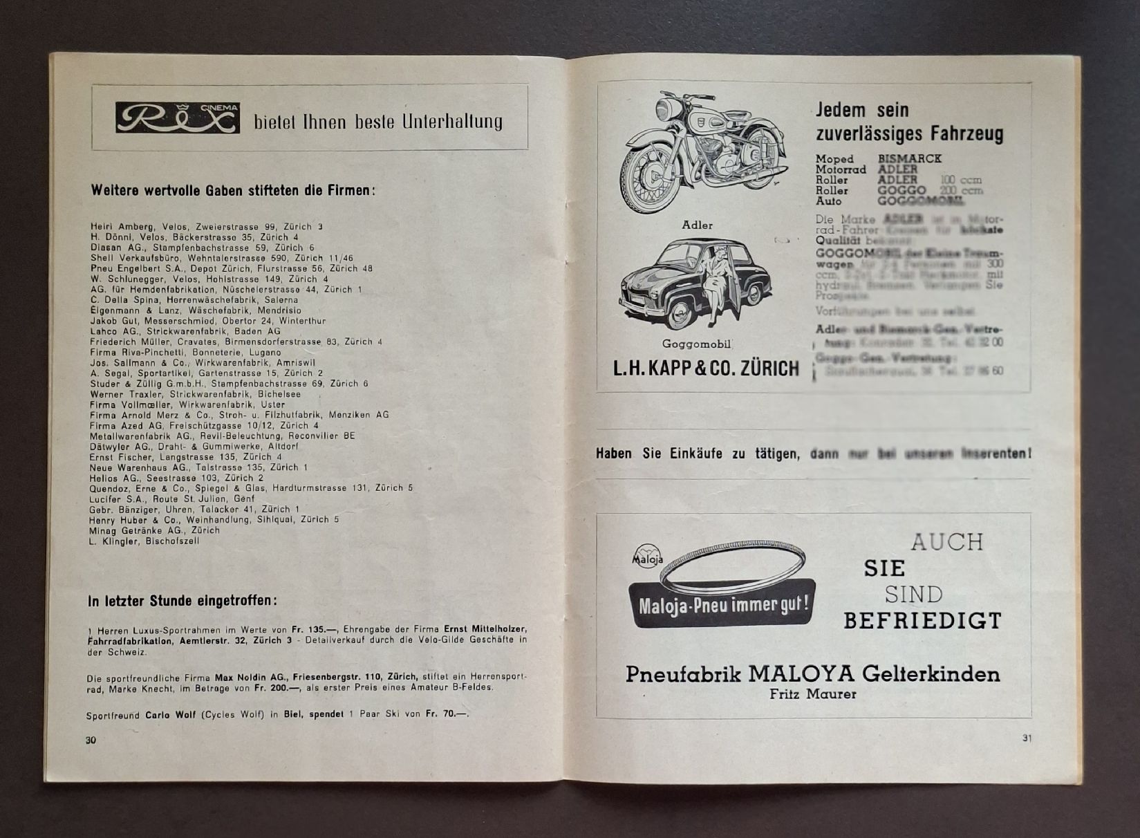 Riviste & Magazine: Vier Kantone Rundfahrt Programm 1955 guter Zustand – Usato da Siebnen venduto da Leissav 1