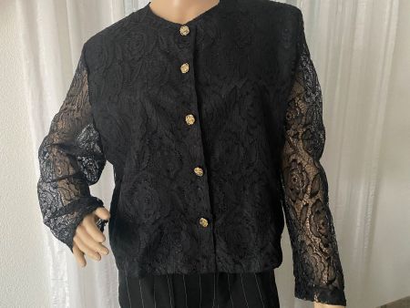 Extravagante seltene Spitzen-Damen-Jacke, nero, Gr. M/L