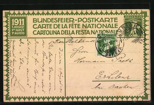Ansichtskarten: Schweizer Bundesfeier 1911, Szene aus ei – Gebraucht aus Berlin von bartko-reher 1