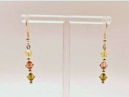 Ohrringe Swarovski Kristalle Grün Citrin und Light Topaz