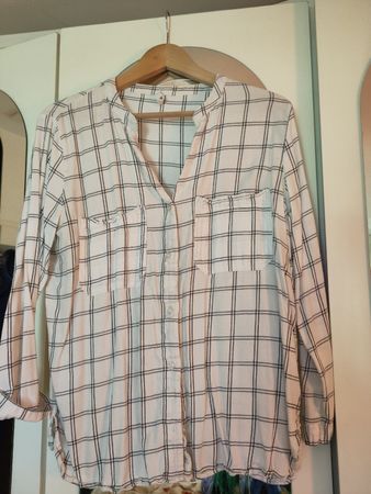 MNG Karobluse, Gr. M-L, weiss-schwarz kariert, Langarm