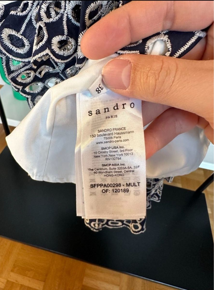 Sandro Kleider: Sandro Dress - Navy & Cream Pattern – Gebraucht aus Zürich von jia_57tp 3