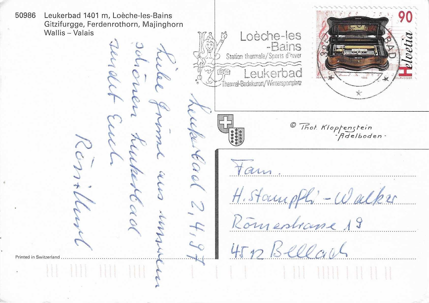 Cartoline postali: Leukerbad VS – Usato da Rothrist venduto da Stranglehold 1