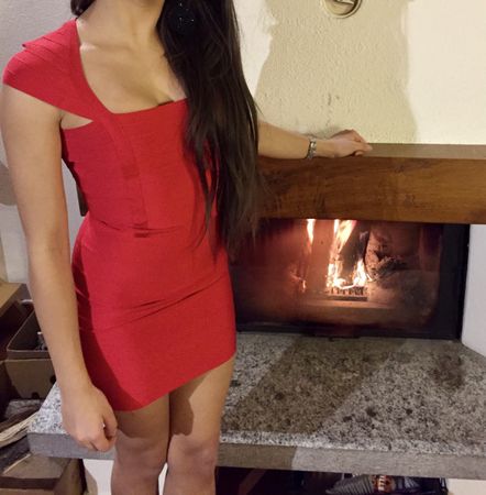 Red bandage dress like Herve Leger or House of CB