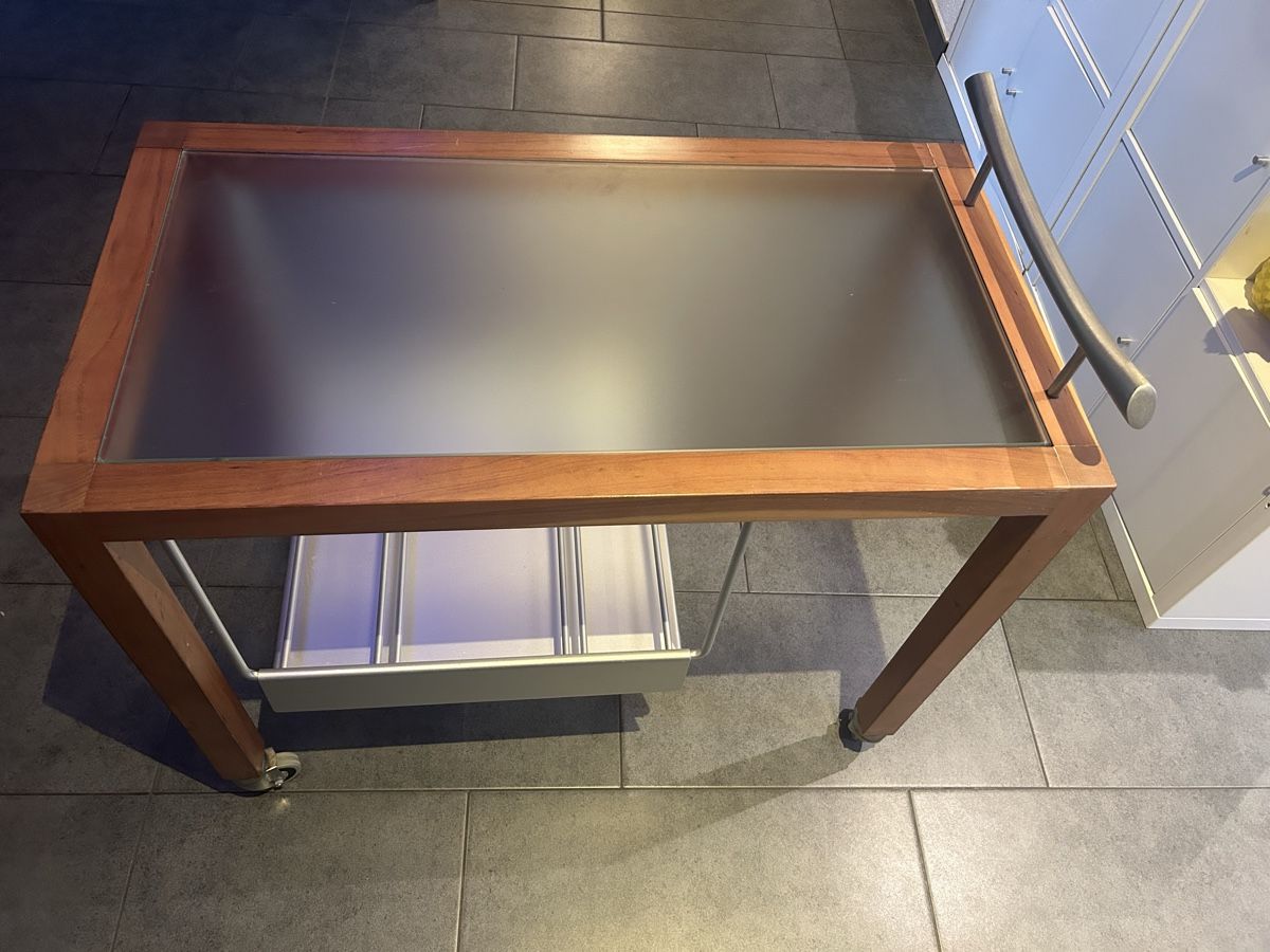 Cucine complete: Retro Servierwagen mit Glasplatte Chromgrif,Räder – Usato da Mühledorf SO venduto da Dania77 2