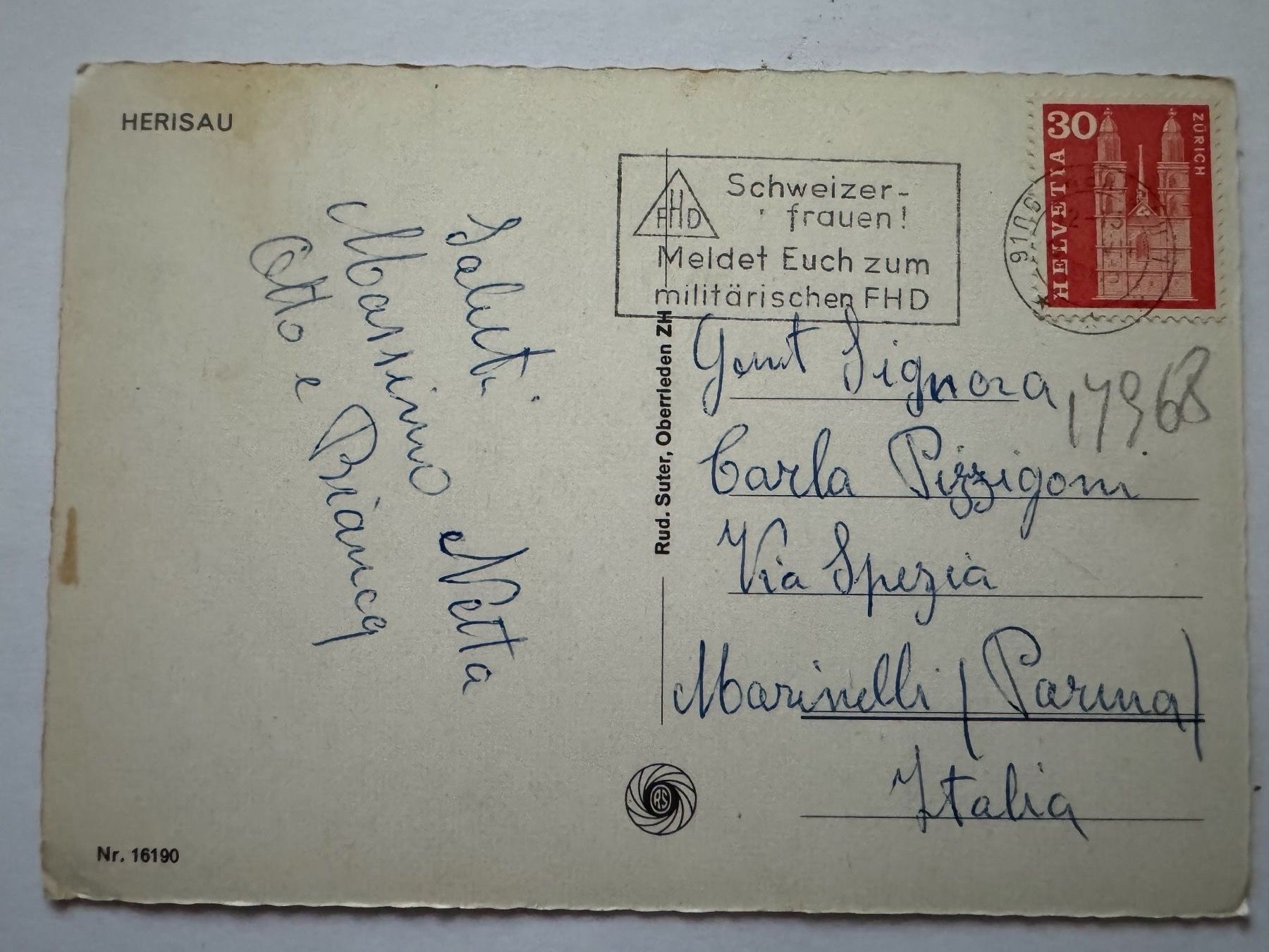 Cartoline postali: HERISAU - Ansichtskarte – Usato da Tegerfelden venduto da siebenmacky 1