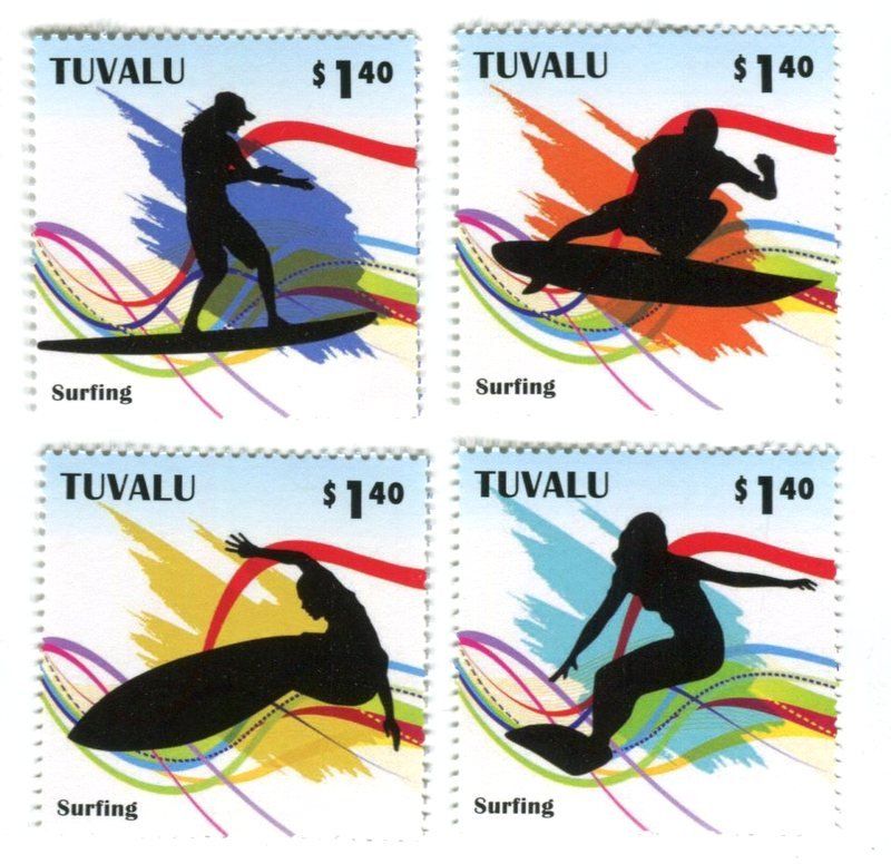 Tutti i francobolli: Briefmarken "Surfen". Tuvalu – Nuovo e nell'imballaggio originale da Basel venduto da Butsch5