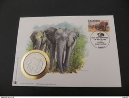 WWF Münzbrief Uganda Elefant 1990