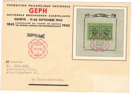 Lettre de Genève bloc et cachet Expo de Genève le 17.IX.43