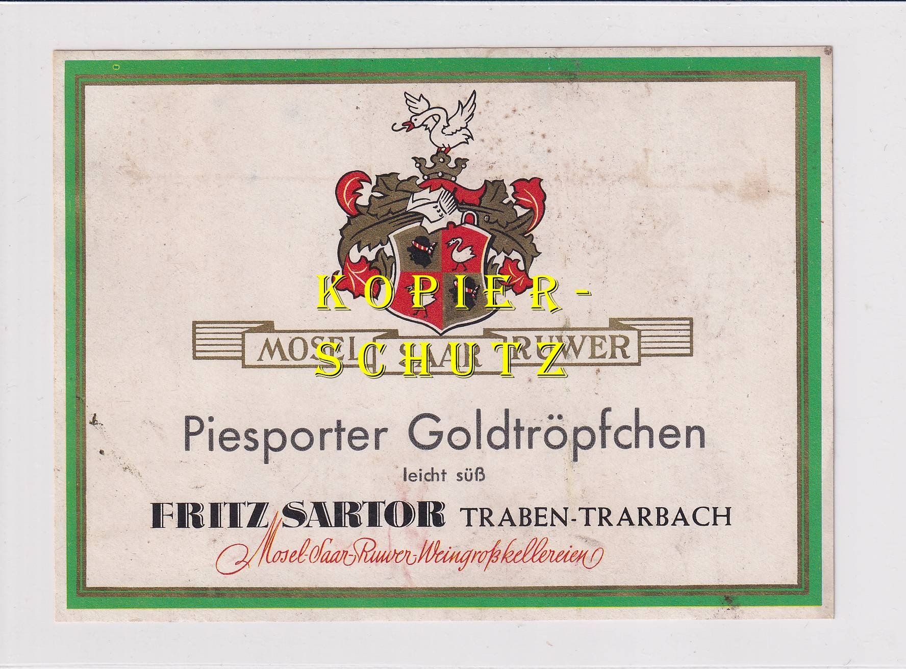 Carta: Etikette - Piesporter Goldtröpfchen /bd – Usato da Hombrechtikon venduto da Rudolf07