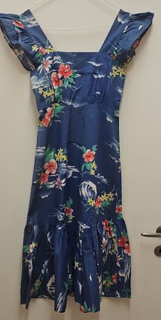 Authentisches Vintage Hawaiian Blue Midi Length Kleid