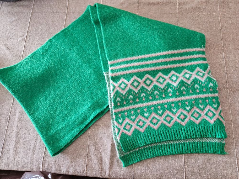 Possum® Sciarpa Verde Con Stampa Di Pecore, 100% Cotone, Tessuta A Mano, Commercio Equo, 180x50 Cm