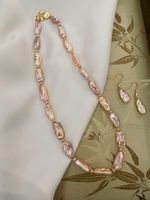 Top Glanz Süsswasserperlen Kette mit Ohrringe