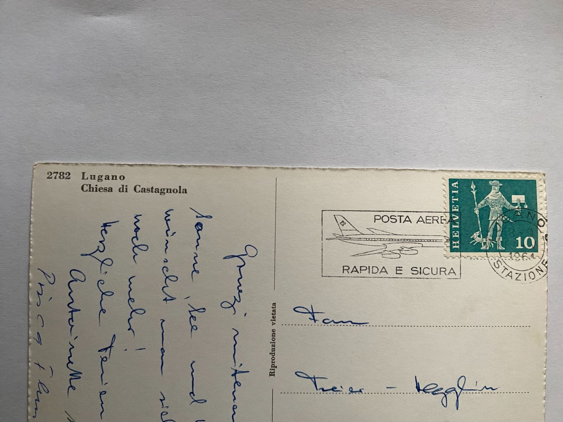 Ansichtskarten: Lugano Chiesa di Castagnola , 1964 – Gebraucht aus Horgen von UrsB05 1