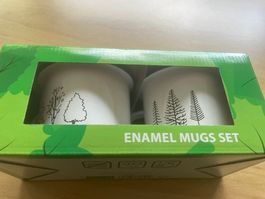 COOP NOS AMIS DES ARBRES LOT DE TASSES EN EMAIL NEUF