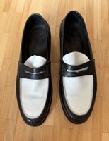 Globus Loafers black white leather women's size 38 