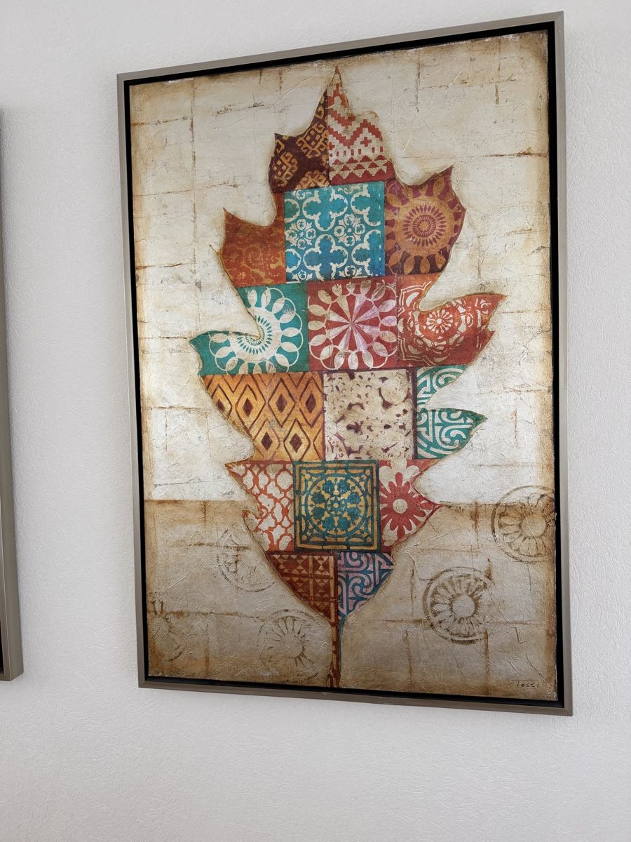Tableaux: Artwork leaf pattern set of 2 framed canvas good condition – D'occasion à Pully par HOTMI00 2