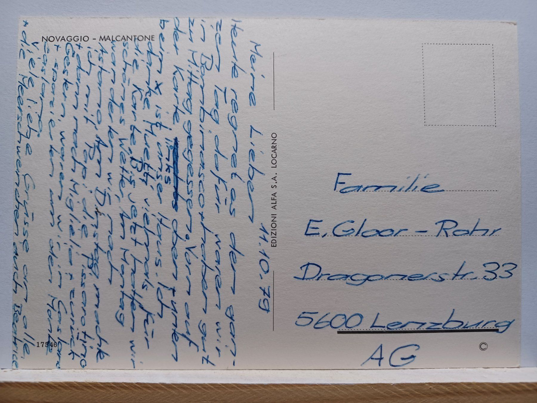 Ansichtskarten: No. 17546, Novaggio, Malcantone, 1979 – Gebraucht aus Aarau Rohr von mgvw 2