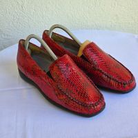 Damen Mokassins Waldläufer Leder Rot 39 (UK 6) Weite K