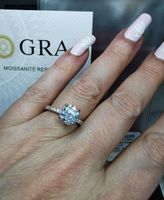Bague argent avec diamant de moissanite de 2 ct certifié GRA