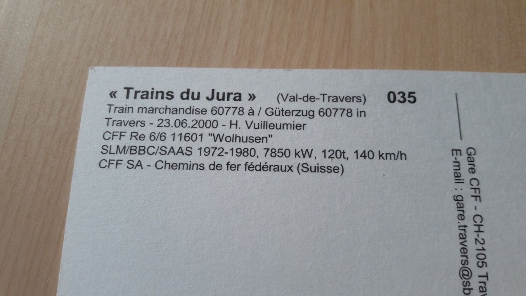 Cartoline postali: Carte postale : CFF Re 6/6 11601 "Wolhusen" à Travers – Nuovo (secondo la descrizione) da Buttes venduto da Cafe2005 2