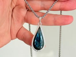Pendentif Larme Labradorite Bleue  - Élégant