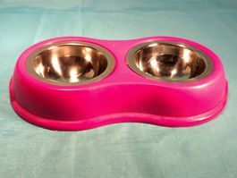 Doppelfutternapf, pink, ALU-Einlagen