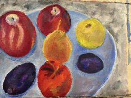 Acrylgemälde "Früchte auf Teller" - Herbststimmung pur!