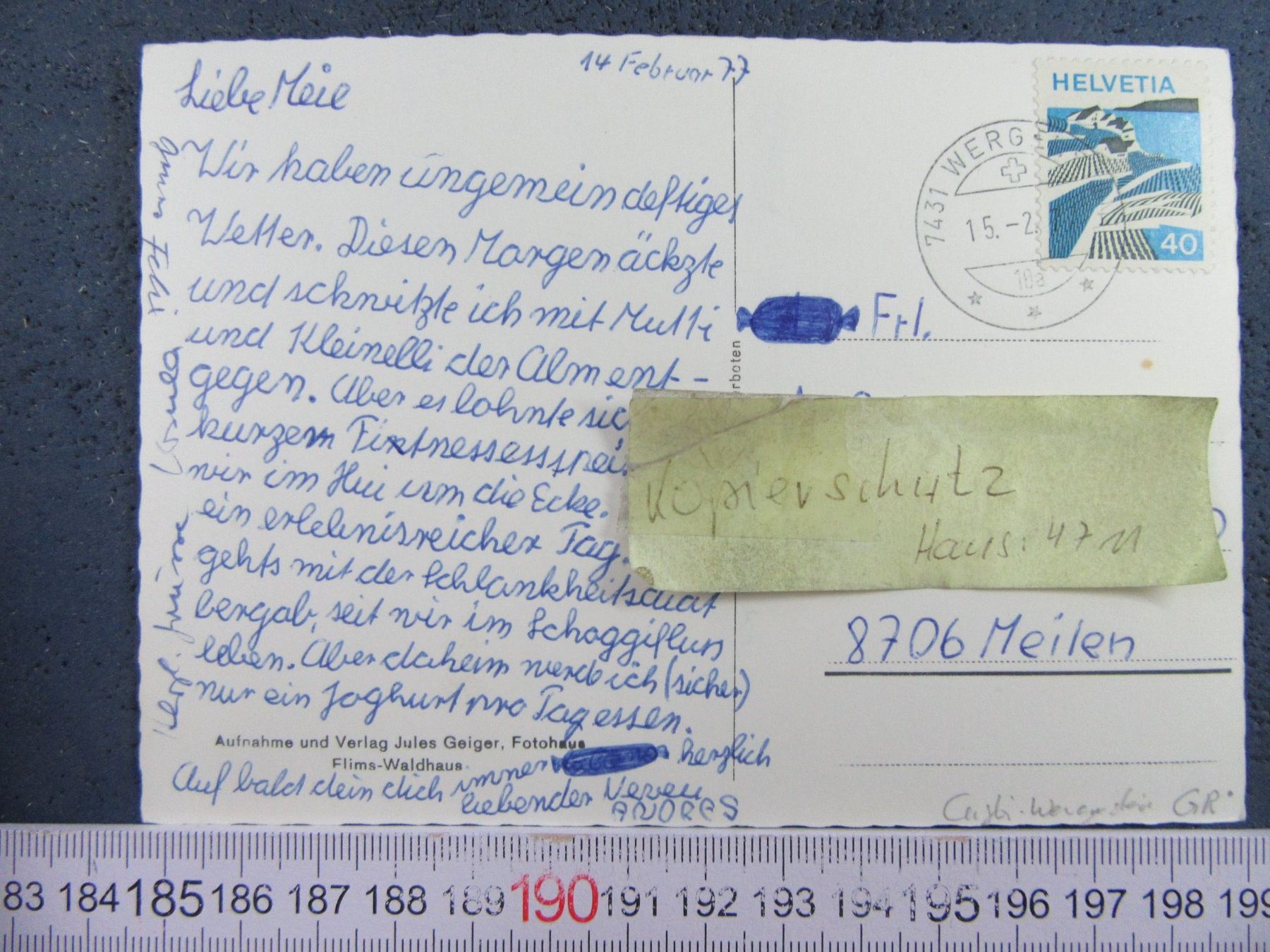 Cartoline postali: WERGENSTEIN SCHAMSERBERG GR AK 1977 – Usato da Ettingen venduto da Hausi4711 1