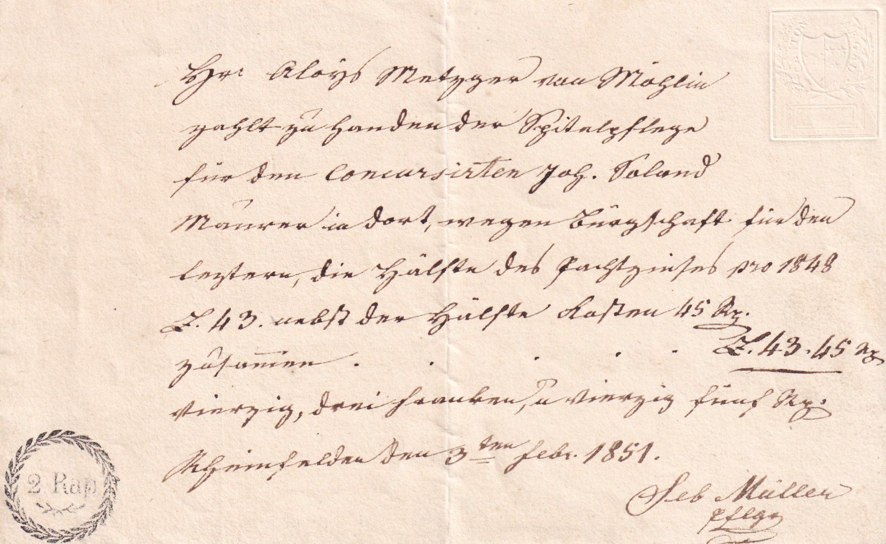 Tutti i francobolli: 1851 Dokument mit Gravur Kanton Argau – Usato da Birsfelden venduto da chr_yq2g
