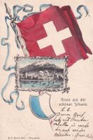 Zürich   ZH  mit Kantonswappen und Schweizerfahne    um 1903