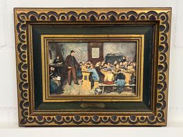 "Die Dorfschule" von A. Anker, gerahmt, antik