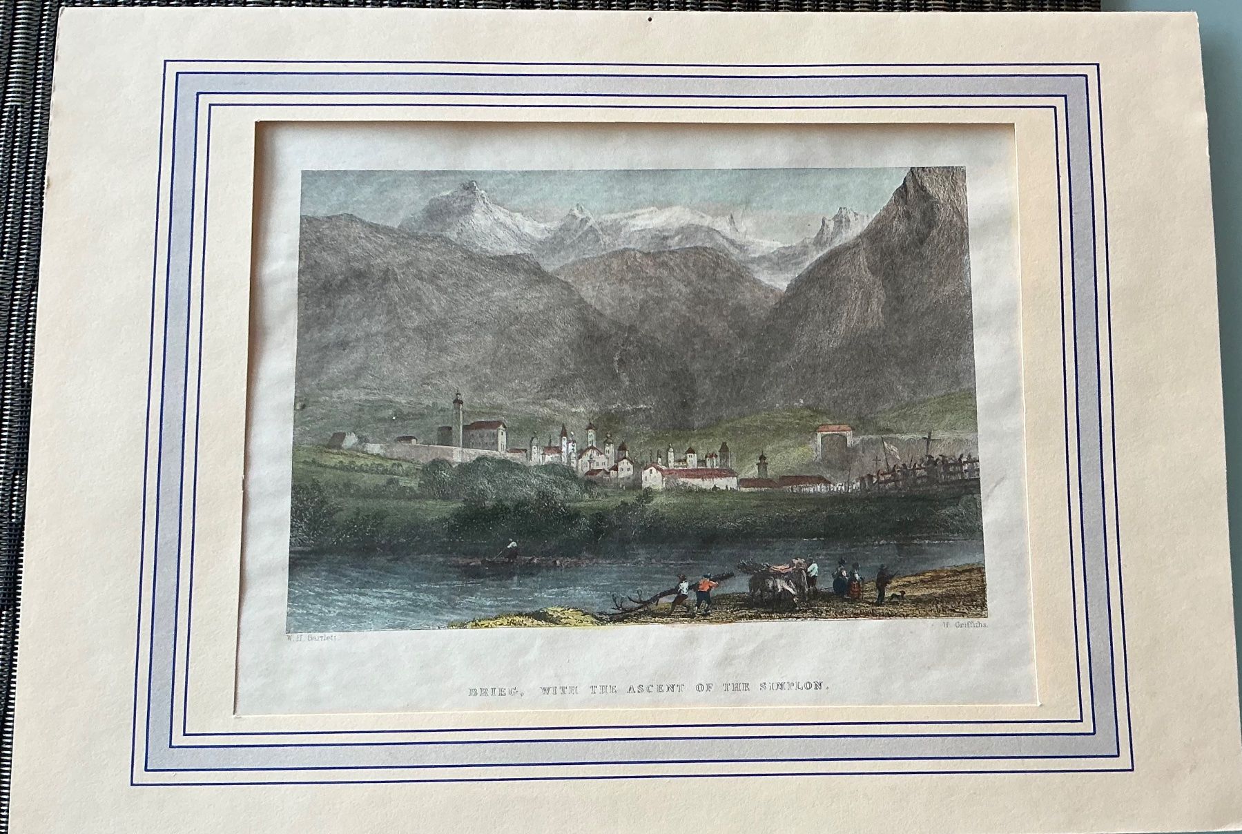 Grafica & Litografie: Brieg Alte Lithographie mitSimplonpass – Usato da Crans-Montana venduto da plainemorte