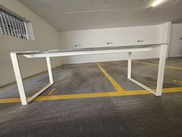 ​2x Design Glastisch / Esstisch weiss (220 x 80 cm)