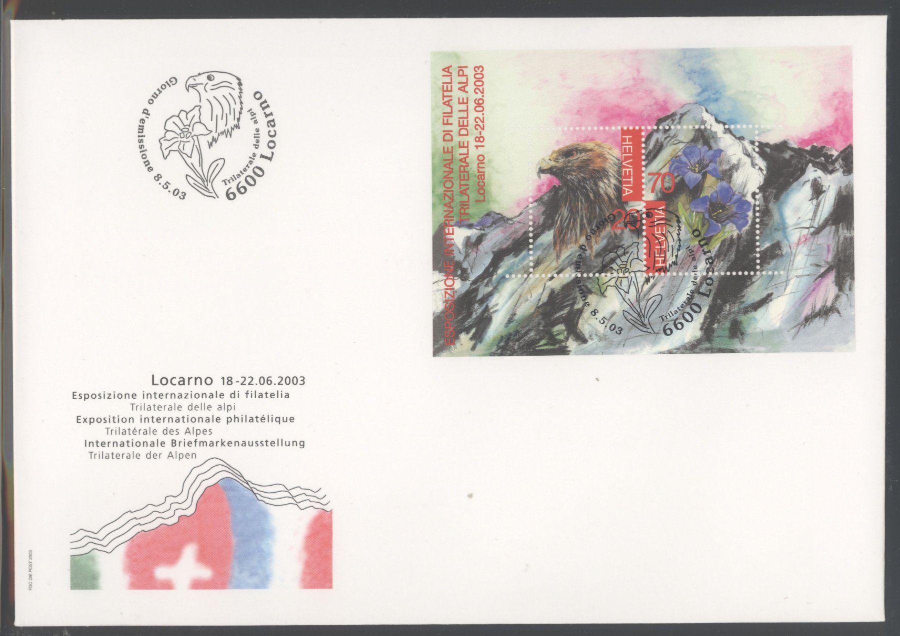 Tutti i francobolli: 2003, FDC, Trilaterale Ticino (Nr. 1087), Grossformat E6 – Usato da Willisau venduto da Vollstempel